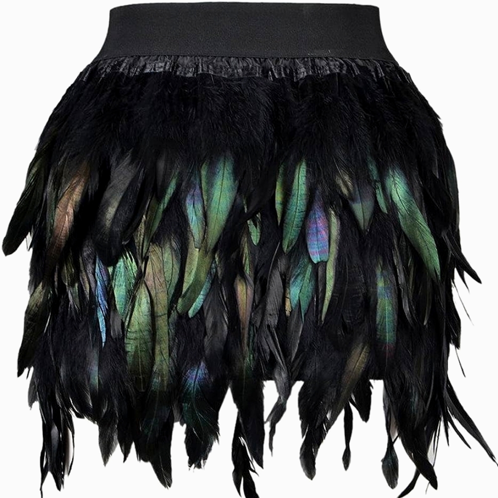 Peacock Feathered Miniskirt
